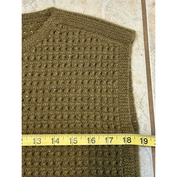 Lafayette 148 New York Size S Cashmere Gold Thread Open Knit Sweater Vest Luxury - Picture 7 of 10